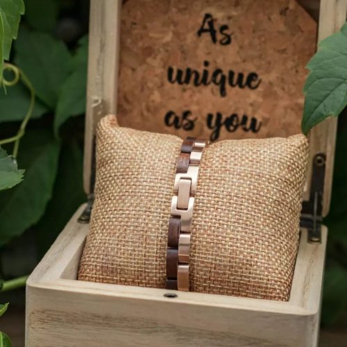 holzkern armband roségold